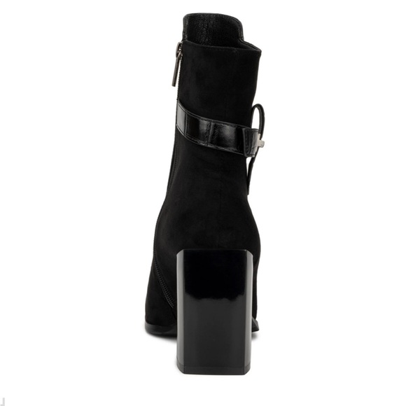 NEW Torgeis Fontaine Black Croc-Embossed  Block Heel Ankle Boots w/ Buckle Sz 8 - Picture 6 of 15